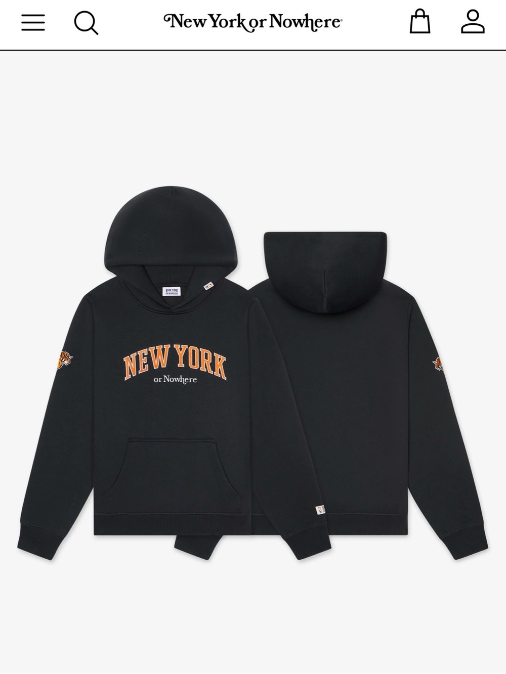 New York or Nowhere Men's Black Hoodie with Orange Arch Logo
